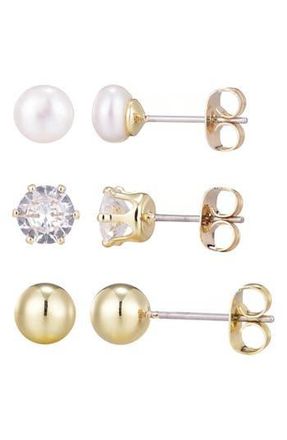 Adornia Set of 3 Assorted Stud Earrings in Gold at Nordstrom Rack