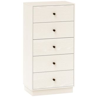 OEM C&oacute;moda De 5 Cajones Estrecha Y Alta Mueble Auxiliar Para Dormitorio O Pasillo Con Tiradores Redondos 47x29x95 Cm Beige