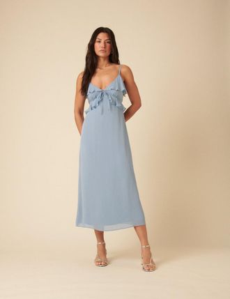 Nobody's Child Blue Frill Roe Midi Dress