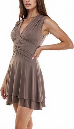 Socialite Ruched Tiered Minidress in Mocha at Nordstrom, Size X-Large