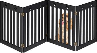 Relaxdays Relaxdays - Barrera De Seguridad Para Mascotas Plegable, Valla Protectora Sin Taladro, 60 X 204 Cm, Mdf, Negro
