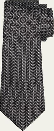 Giorgio Armani Mens Woven Micro-Geometric Circle Silk Tie