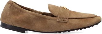 Tory Burch River Rock Suede Double T Ballet Loafer - Dames - Loafers - Bruin - 39 EU - Leer - Schoenen