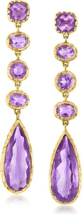 Ross-Simons Amethyst Drop Earrings in 18kt Gold Over Sterling