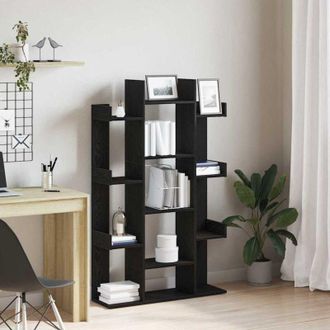 vidaXL Bookcase Black oak 86 x 25.5 x 140 cm Engineered Wood Vidaxl
