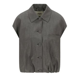 Fendi Dames, Jassen, Grijs, Maat: S Wol