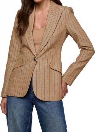 L'agence Chamberlain Blazer In Tan Charcoal Stripe