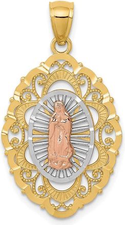 Diamond2Deal 14k Tri-color Gold Our Lady of Guadalupe Pendant