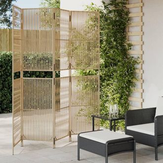 vidaXL Biombo De 4 Paneles Rat&aacute;n Sint&eacute;tico Beige Vidaxl
