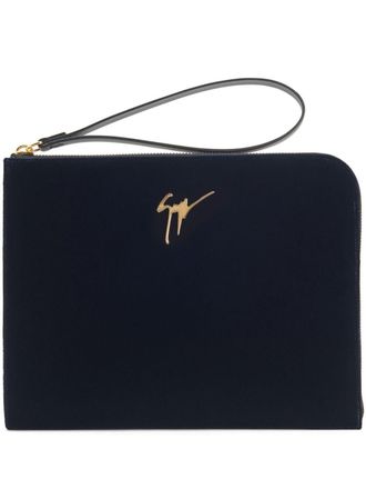 Giuseppe Zanotti Fabian logo-plaque clutch bag - Blue