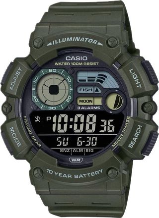 Casio Mens Digital Watch with Green Band - WS-1500H-3BVCF