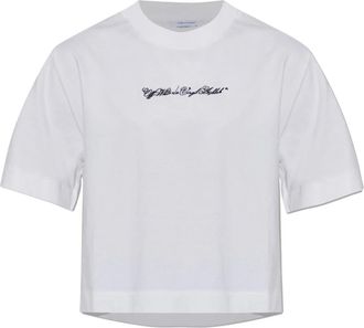 Off-white Logo T-Shirt - Dames - T-shirts - Wit - 2XS - Katoen - Tops