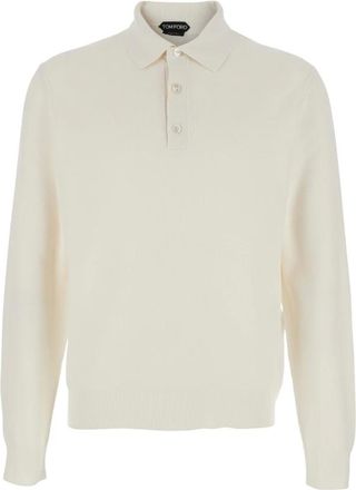 Tom Ford Tops, Heren, Wit, L, Katoen, Polo Silk Cotton ML