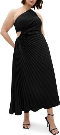 City Chic Aliza One-Shoulder Dress in Black at Nordstrom, Size Xxxs