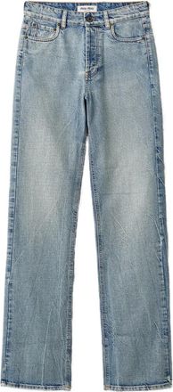 Miu Miu Jeans met geborduurd logo - Blauw