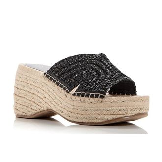 Marc Fisher Zakki MLZAKKI-BLK01 Women Black Espadrille Wedge Sandal ZOGG3089