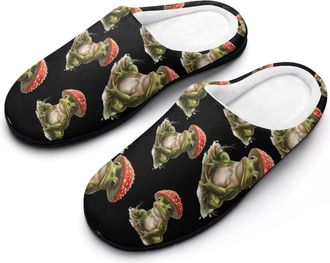 Generic Frog Mushroom Cotton Slippers for Women Indoor Outdoor Slipper Slip-On Memory Foam Home Shoes