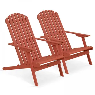 Oviala Lote de 2 sillas plegables de madera de eucalipto terracota