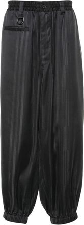 Yohji Yamamoto striped tapered trousers - men - Cupro/Recycled Polyester - L - Black