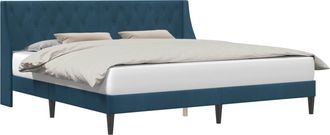 vidaXL Estructura De Cama Con Cabecera Azul 180 X 200 Cm Terciopelo Vidaxl