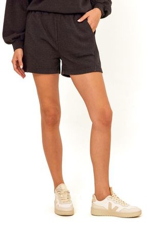 Threads 4 Thought Chantel Mineral Wash Fleece Shorts in Black at Nordstrom, Size Xx-Large