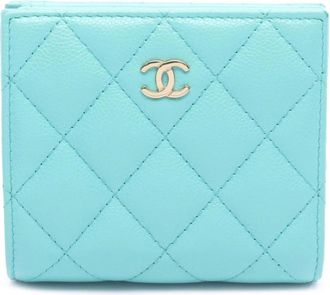 Chanel Pre-owned Wallets, female, Green, Size: ONE SIZE Pre-owned Vintage Quilted Leather Small Wallet