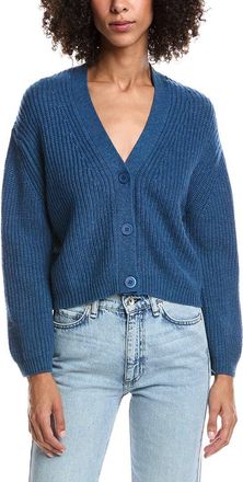 Forté Cashmere Wool & Cashmere-Blend Short Rib V-Neck Button Cardigan