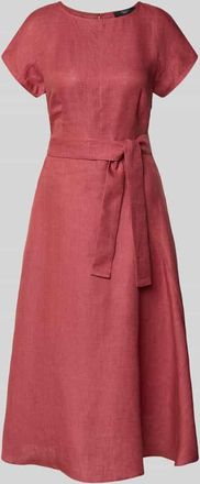Max Mara Tailliertes Freizeitkleid aus reinem Leinen Modell ESORDIO in Dunkelrot, Gr&ouml;&szlig;e 34