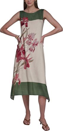 Halston Heritage Orchid Print Midi Dress