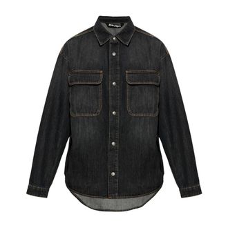 Palm Angels Camicia in Denim con Tasche - - Shirts - Uomo - Blu - S