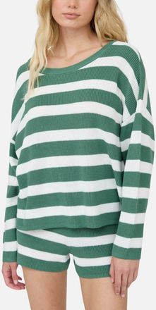 J.O.A. Striped Long Sleeve Knit Top & Shorts Set in Green at Nordstrom, Size Medium