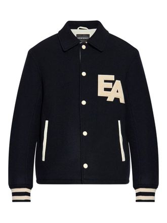 Emporio Armani varsity-logo bomber jacket - Blue