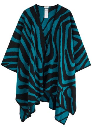 Diane Von F&uuml;rstenberg Diane Von Furstenberg Fannie Zebra-jacquard Wool-blend Shawl - Blue - One Size