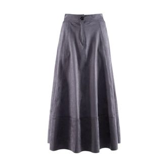 Nenette Ecosuede Flared Midi Rok - Dames - Rokken - Grijs - Maat: M Su&egrave;de
