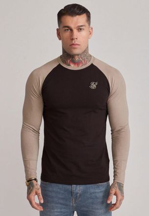 Siksilk Hombres Marr&oacute;n, Piedra LS Ajuste Muscular Camiseta XXL