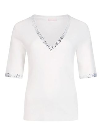 Liu Jo T-shirt met V-hals en stras applicatie - Wit