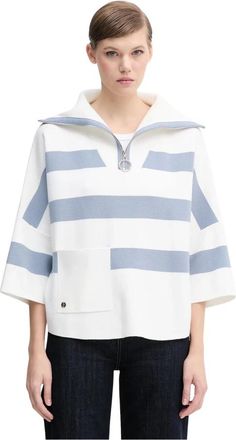 Joseph Ribkoff Trui met gestreepte ritssluiting en boxy pasvorm - Dames - Ronde hals truien - Veelkleurig - L - Polyester - Truien & Vesten