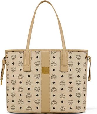MCM Liz Wendeshopper in Visetos - Dames - Shoppers - Beige - ONE Size - Katoen - Tassen