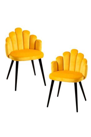 Regalos Miguel Regalos Miguel - Packs Sillas Comedor - Pack 2 Sillas Hand Terciopelo Patas Negras - Amarillo