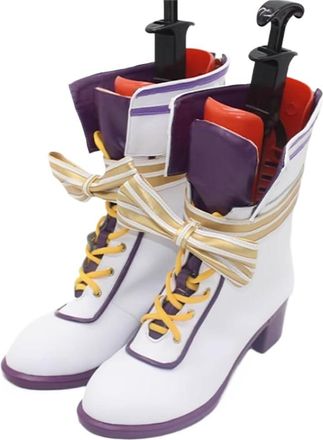 Generic Womens Anime Cosplay Boots for Shikyoin Hibiki Fancy Stage Performance Props Shoes Custom Made Halloween Christma Comic Con (White,11.5)