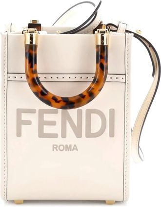 Fendi Sunshine Shopper Tote Leather Mini crossbody bag - Beige