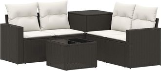 vidaXL Juego De Sof&aacute; 6 Uds. Negro Y Blanco Crema Vidaxl