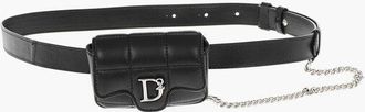 Dsquared2 Matelass&eacute; Leather Belt Bag with Silver Chain size One Size