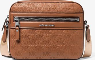 Michael Kors Jet Set Logo Embossed Leather Crossbody Bag