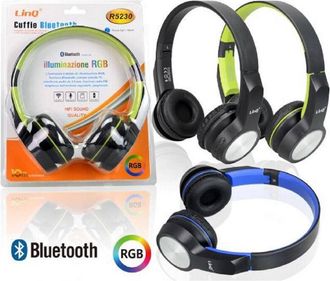 Trade Shop Trade Shop - Cuffie Bluetooth Con Illuminazione Rgb Funzione Radio Fm Wireless 10 Mt R5230