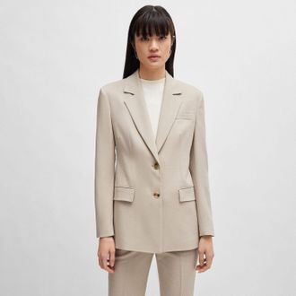 HUGO BOSS Womens Jerela Single Breasted Jacket in Beige Viscose - Size 8 UK