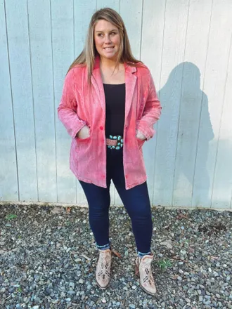 Bibi Ellie Mae Corduroy Blazer In Soft Pink