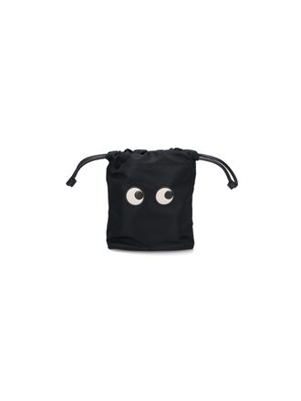 Anya Hindmarch Black Eyes Econyl Drawstring Bucket Pouch
