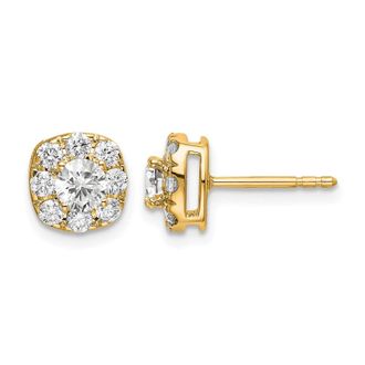 Diamond2Deal 14k Gold 1 ct Lab Grown Diamond Cushion Halo Stud Earrings VS Clarity, G-H Color