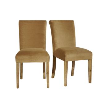 Robin des Bois Conjunto de 2 sillas de acacia y terciopelo camel